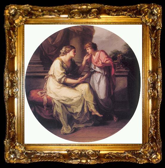 framed  Angelica Kauffmann Papirius Pratextatus Entreated by his Mother to Disclose the Secrets of the Deliberations of the Rom, ta009-2